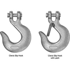 Campbell - 5/16" Chain Diam, 43 Chain Grade Clevis Hook - 3,900 Lb Capacity, 1/2" ID, 7/16" Pin Diam, 1" Hook Throat, 4-7/8" OAL, 3-1/8" Hook Width - USA Tool & Supply