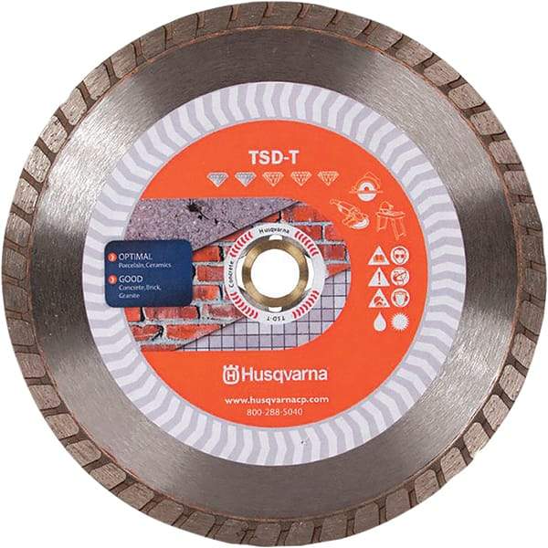 Husqvarna - 7" Diam, 5/8 & 7/8" Arbor Hole Diam, Continuous Edge Tooth Wet & Dry Cut Saw Blade - Diamond-Tipped, Fast Cutting & Smooth Action, Standard Round Arbor - USA Tool & Supply