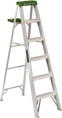 Louisville - 5 Steps, 6' High, Type II Rating, Aluminum Step Ladder - 225 Lb Capacity, 21-13/16" Base Width - USA Tool & Supply
