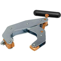 Kant Twist - 1,700 Lb, 4-1/2" Max Opening, 2-3/8" Open Throat Depth, 2-5/8" Closed Throat Depth, Cantilever Clamp - Copper Plated Steel Jaw, T-Handle, 1-1/8" Max Width - USA Tool & Supply