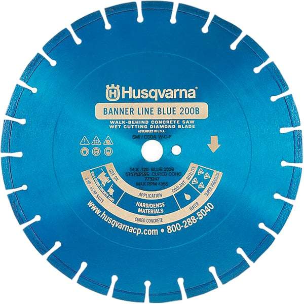 Husqvarna - 24" Diam, 1" Arbor Hole Diam, Continuous Edge Tooth Wet & Dry Cut Saw Blade - Diamond-Tipped, General Purpose Action, Standard Round Arbor - USA Tool & Supply