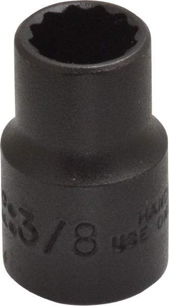 Proto - 3/8", 3/8" Drive, Standard Hand Socket - 12 Points, 1-3/32" OAL, Alloy Steel, Black Finish - USA Tool & Supply