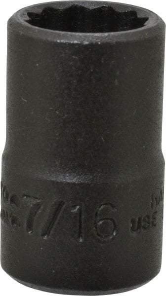 Proto - 7/16", 3/8" Drive, Standard Hand Socket - 12 Points, 1-3/32" OAL, Alloy Steel, Black Finish - USA Tool & Supply