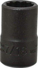 Proto - 7/16", 3/8" Drive, Standard Hand Socket - 12 Points, 1-3/32" OAL, Alloy Steel, Black Finish - USA Tool & Supply