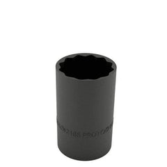 Proto - 1/2", 3/8" Drive, Standard Hand Socket - 12 Points, 1-1/8" OAL, Alloy Steel, Black Finish - USA Tool & Supply