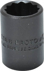 Proto - 9/16", 3/8" Drive, Standard Hand Socket - 12 Points, 1-1/8" OAL, Alloy Steel, Black Finish - USA Tool & Supply