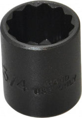 Proto - 3/4", 3/8" Drive, Standard Hand Socket - 12 Points, 1-3/16" OAL, Alloy Steel, Black Finish - USA Tool & Supply