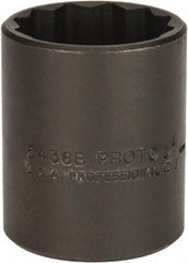 Proto - 1-1/8", 1/2" Drive, Standard Hand Socket - 12 Points, 1-3/4" OAL, Alloy Steel, Black Finish - USA Tool & Supply