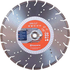 Husqvarna - 4-1/2" Diam, 5/8 & 7/8" Arbor Hole Diam, Continuous Edge Tooth Wet & Dry Cut Saw Blade - Diamond-Tipped, Fast Cutting Action, Standard Round Arbor - USA Tool & Supply