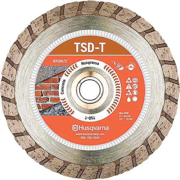 Husqvarna - 4" Diam, 5/8, 7/8 & 25/32" Arbor Hole Diam, Continuous Edge Tooth Wet & Dry Cut Saw Blade - Diamond-Tipped, Fast Cutting & Smooth Action, Standard Round Arbor - USA Tool & Supply