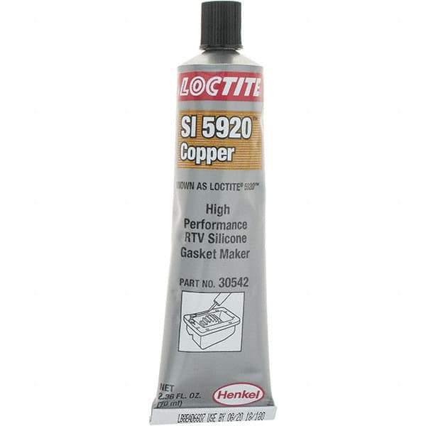 Loctite - 70 oz Tube Copper (Color) RTV Silicone Gasket Sealant - 24 hr Full Cure Time - USA Tool & Supply
