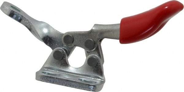 De-Sta-Co - 60 Lb Holding Capacity, Horizontal Handle, Manual Hold Down Toggle Clamp - 82° Handle Movement, 94° Bar Opening, Solid Bar, Left Flanged Base, Electro-Plated Zinc, Carbon Steel - USA Tool & Supply