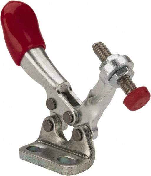 De-Sta-Co - 60 Lb Holding Capacity, Horizontal Handle, Manual Hold Down Toggle Clamp - 82° Handle Movement, 94° Bar Opening, Solid Bar, Right Flanged Base, Electro-Plated Zinc, Carbon Steel - USA Tool & Supply