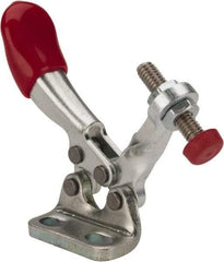 De-Sta-Co - 60 Lb Holding Capacity, Horizontal Handle, Manual Hold Down Toggle Clamp - 82° Handle Movement, 94° Bar Opening, Solid Bar, Right Flanged Base, Electro-Plated Zinc, Carbon Steel - USA Tool & Supply