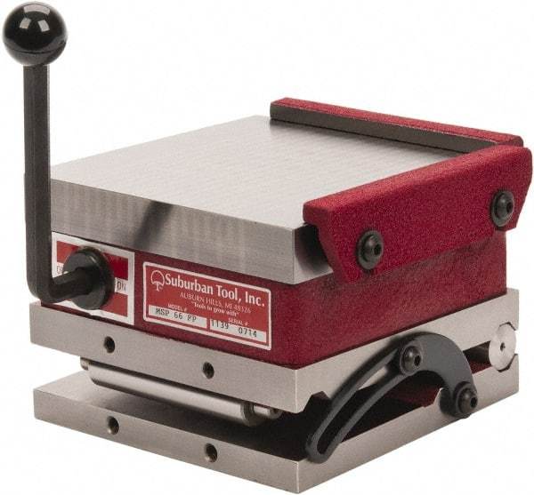 Suburban Tool - 6" Long x 6" Wide x 4-1/4" High, Fine Pole, Steel Sine Plate & Magnetic Chuck Combo - 0.0002" Tolerance, Square to 0.0002", (2) Rails & Handle - USA Tool & Supply