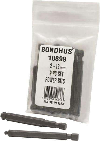 Bondhus - Hex Drive Bit Sets - MP 2-12MM 9PC POWER BIT SET-BONDHUS - USA Tool & Supply