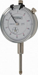 Fowler - 1" Range, 0-100 Dial Reading, 0.001" Graduation Dial Drop Indicator - 2-1/4" Dial, 0.1" Range per Revolution, Revolution Counter - USA Tool & Supply