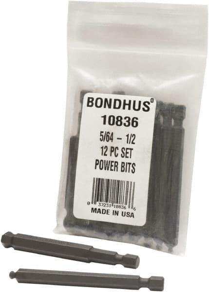 Bondhus - Hex Driver Sets - MP 5/64-1/2" 12PC POWER BIT SET-BONDHUS - USA Tool & Supply