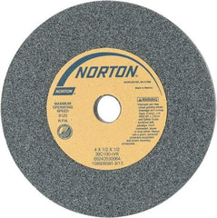 Norton - 4" Diam x 1/2" Hole x 1/2" Thick, I Hardness, 100 Grit Surface Grinding Wheel - Silicon Carbide, Type 1, Fine Grade, 8,120 Max RPM, Vitrified Bond, No Recess - USA Tool & Supply