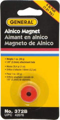 General - 3/4" Diam, 1/8" Hole Diam, 4 Lb Max Pull Force Alnico Button Magnet - 1/2" High - USA Tool & Supply