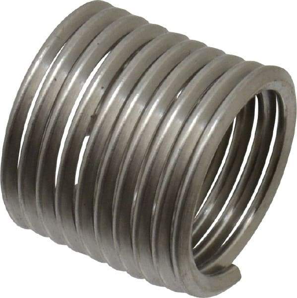 Recoil - M10x1.25 Metric Fine, 15mm OAL, Free Running Helical Insert - 12 Free Coils, Tanged, Stainless Steel, Bright Finish, 1-1/2D Insert Length - Exact Industrial Supply