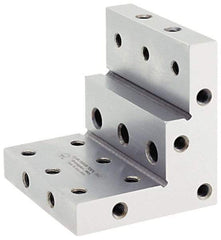 Suburban Tool - 3" Wide x 2-3/4" Deep x 3" High Steel Precision-Ground Angle Plate - Stepped Plate, Machined Holes on Surface, Open End, 9/16" Thick, Single Plate - USA Tool & Supply