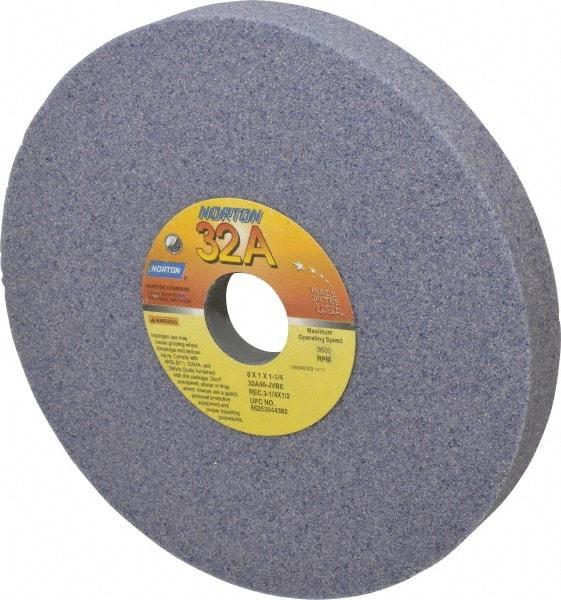 Norton - 8" Diam x 1-1/4" Hole x 1" Thick, J Hardness, 46 Grit Surface Grinding Wheel - Aluminum Oxide, Type 5, Coarse Grade, 3,600 Max RPM, Vitrified Bond, One-Side Recess - USA Tool & Supply