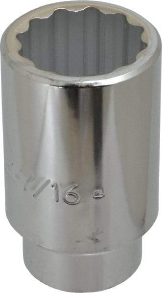 Proto - 1-7/16", 1/2" Drive, Deep Hand Socket - 12 Points, 3-1/2" OAL, Chrome Finish - USA Tool & Supply