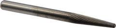 M.A. Ford - 1/8" Cut Diam, 1/8" Shank Diam, Taper Head Double Cut Burr - Carbide, Radius End, 1/2" LOC, 1-1/2" OAL - USA Tool & Supply