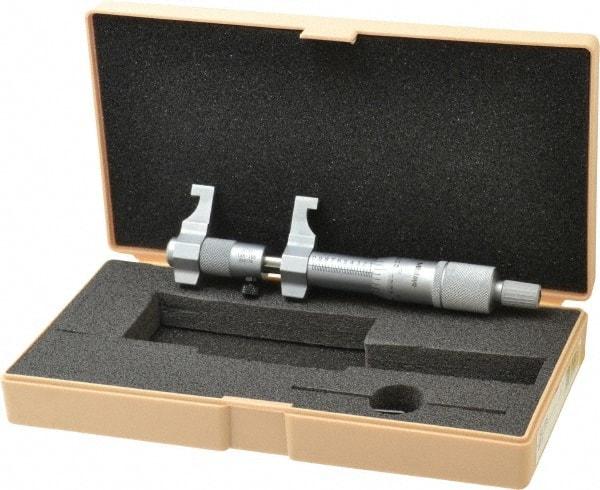 Mitutoyo - 2 to 3 Inch Range, Carbide Satin Chrome Coated, Mechanical Inside Caliper Micrometer - 0.001 Inch Graduation, 0.0004 Inch Accuracy - USA Tool & Supply