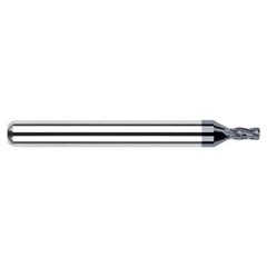 Miniature End Mills - Stub & Standard - 0.0300″ Cutter Diameter × 0.0100″ Radius × 0.0450″ Length of Cut Carbide Corner Radius End Mill, 4 Flutes, AlTiN Coated - Exact Industrial Supply