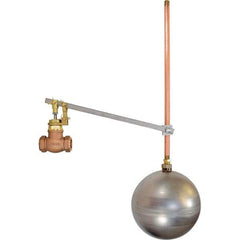 Control Devices - 1/2" Pipe, Brass & Bronze, Globe Pattern-Single Seat, Mechanical Float Valve - 100 psi, FIP x FIP End Connections - USA Tool & Supply
