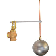Control Devices - 1" Pipe, Brass & Bronze, Angle Pattern-Single Seat, Mechanical Float Valve - 100 psi, FIP x FIP End Connections - USA Tool & Supply