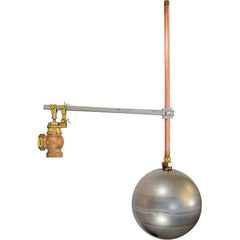 Control Devices - 1/2" Pipe, Brass & Bronze, Angle Pattern-Single Seat, Mechanical Float Valve - 100 psi, FIP x FIP End Connections - USA Tool & Supply