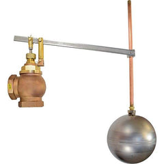 Control Devices - 2" Pipe, Brass & Bronze, Angle Pattern-Single Seat, Mechanical Float Valve - 75 psi, FIP x FIP End Connections - USA Tool & Supply