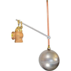 Control Devices - 1" Pipe, Brass & Bronze, Angle Pattern-Single Seat, Mechanical Float Valve - 100 psi, FIP x FIP End Connections - USA Tool & Supply