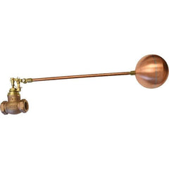 Control Devices - 1" Pipe, Brass & Bronze, Globe Pattern-Double Seat, Mechanical Float Valve - 100 psi, FIP End Connections - USA Tool & Supply