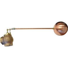 Control Devices - 3" Pipe, Brass & Bronze, Angle Pattern-Double Seat, Mechanical Float Valve - 75 psi, FIP End Connections - USA Tool & Supply