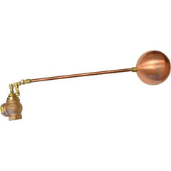 Control Devices - 1" Pipe, Brass & Bronze, Angle Pattern-Double Seat, Mechanical Float Valve - 100 psi, FIP End Connections - USA Tool & Supply