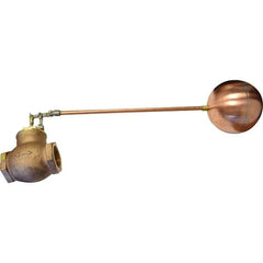 Control Devices - 2" Pipe, Brass & Bronze, Globe Pattern-Double Seat, Mechanical Float Valve - 75 psi, FIP End Connections - USA Tool & Supply