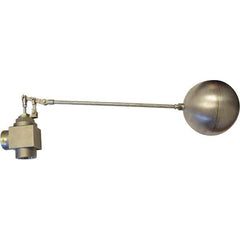 Control Devices - 1-1/2" Pipe, Stainless Steel, Angle Pattern-Double Seat, Mechanical Float Valve - 100 psi, FIP End Connections - USA Tool & Supply