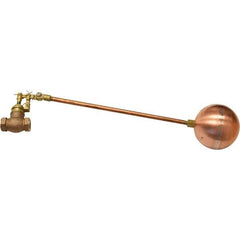 Control Devices - 1/2" Pipe, Brass & Bronze, Globe Pattern-Double Seat, Mechanical Float Valve - 100 psi, FIP End Connections - USA Tool & Supply