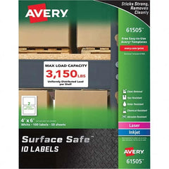 AVERY - Pack of (100), 4" x 6" White Polyester Durable Square Labels - USA Tool & Supply