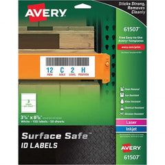 AVERY - Pack of (150), 3-1/4" x 8-3/8" White Polyester Durable Square Labels - USA Tool & Supply