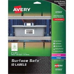 AVERY - Pack of (250), 2" x 3-1/2" White Polyester Durable Square Labels - USA Tool & Supply