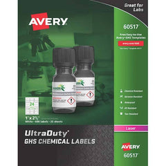 AVERY - Pack of (600), 1" x 2-1/2" White Synthetic Film ID Labels - USA Tool & Supply