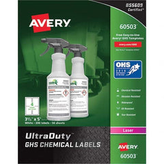 AVERY - Pack of (200), 3-1/2" x 5" White Synthetic Film ID Labels - USA Tool & Supply