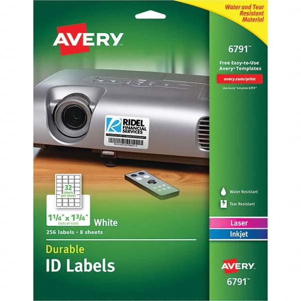 AVERY - Pack of (256), 1-1/4" x 1-3/4" White Paper Multipurpose Labels - USA Tool & Supply