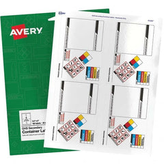 AVERY - Pack of (100), 3-1/2" x 5" White Paper ID Labels - USA Tool & Supply