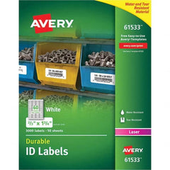 AVERY - Pack of (3000), 0.67" x 1-3/4" White Paper Durable Square Labels - USA Tool & Supply